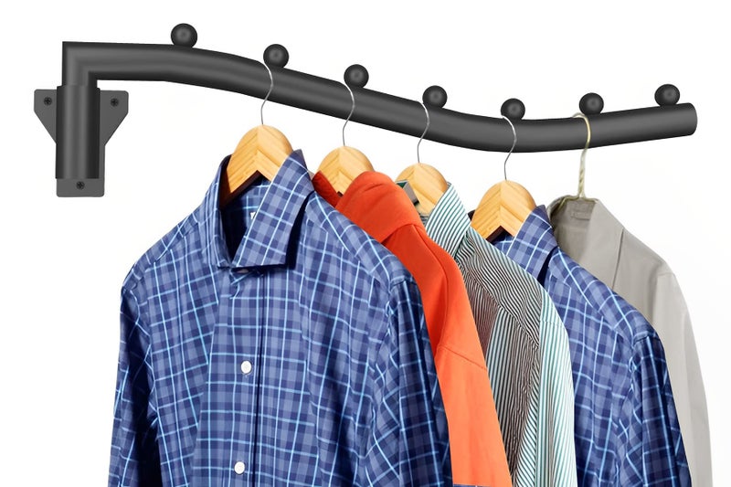Conwithna Folding Clothes Hanger Rack Swing Arm Hook Holder Clothing Hanging Garment Drying Closet Rod Storage Organizer Wall Mount Space Saving for Closet Organizer  Bathroom  Bedroom  Laundry Room Black - Image 1